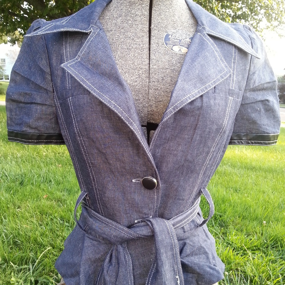 Arden B Belted Jacket Denim Style Medium M